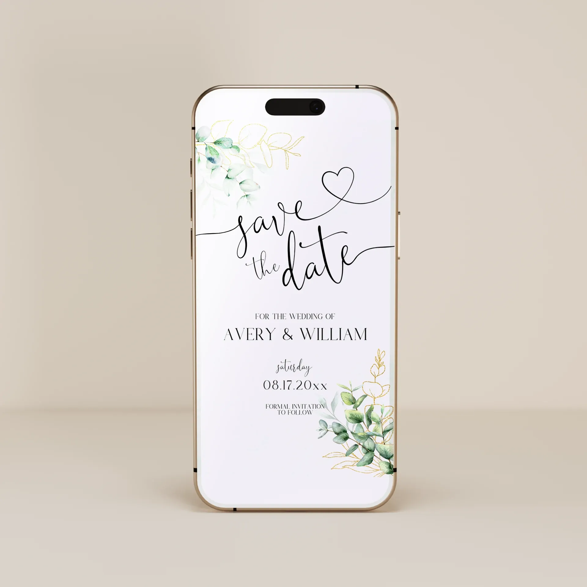 Eucalyptus Gold — Save the Date E-Card