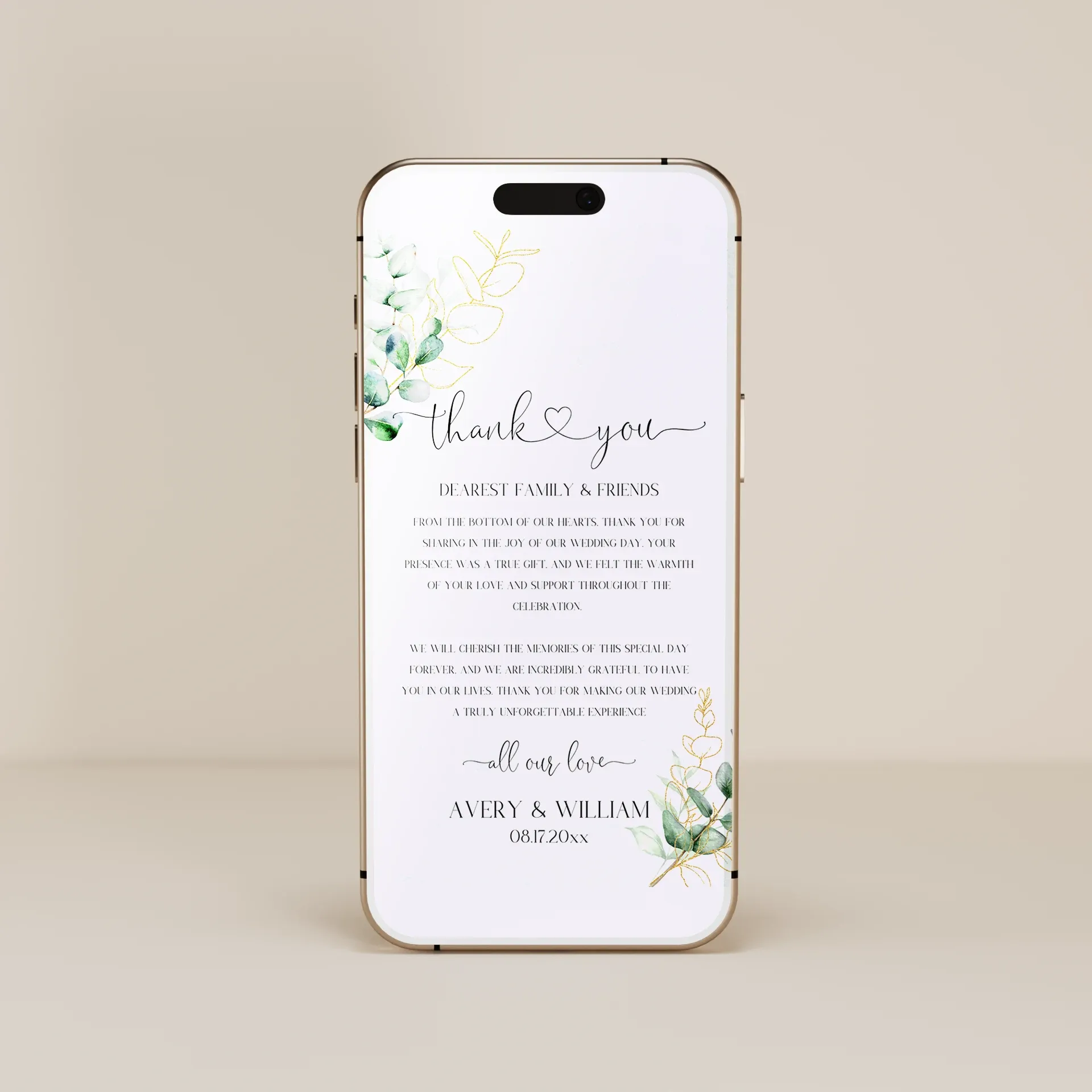 Eucalyptus Gold — Thank You E-Card