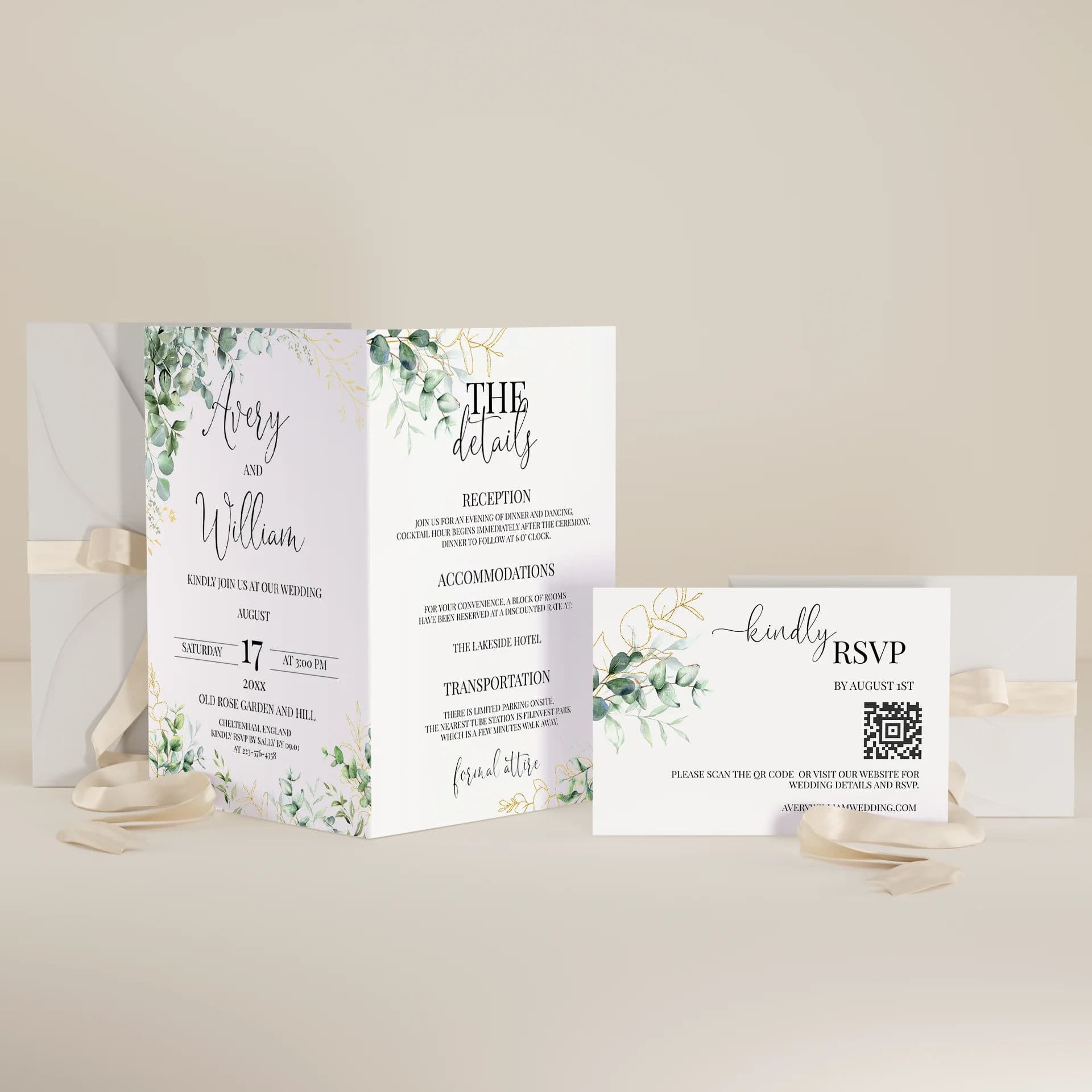 Eucalyptus Gold — Invitation Suite