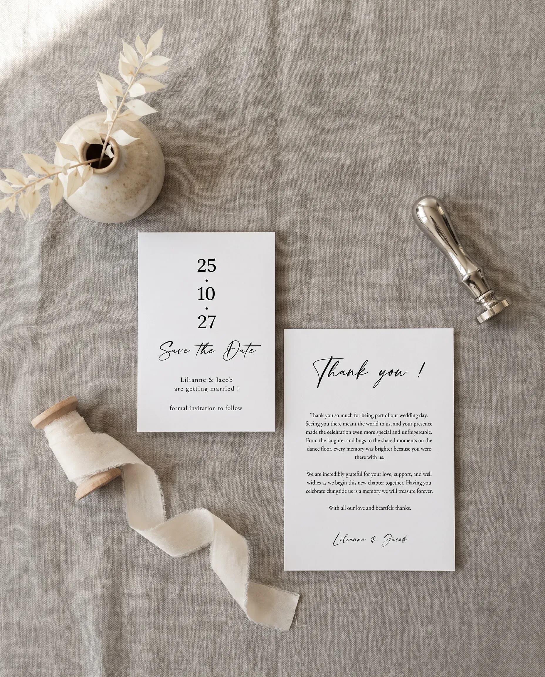 Tonal Reply wedding invitation set — Printable wedding stationery template