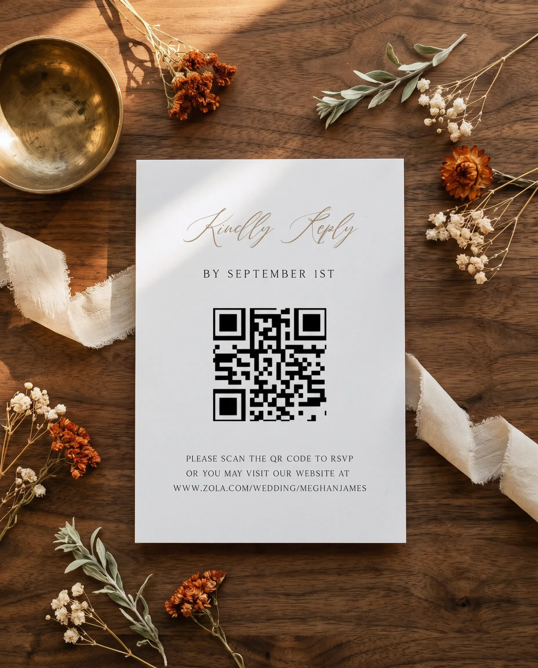 Bramble Court wedding invitation suite — RSVP card shown in a flat lay, wedding RSVP cards.