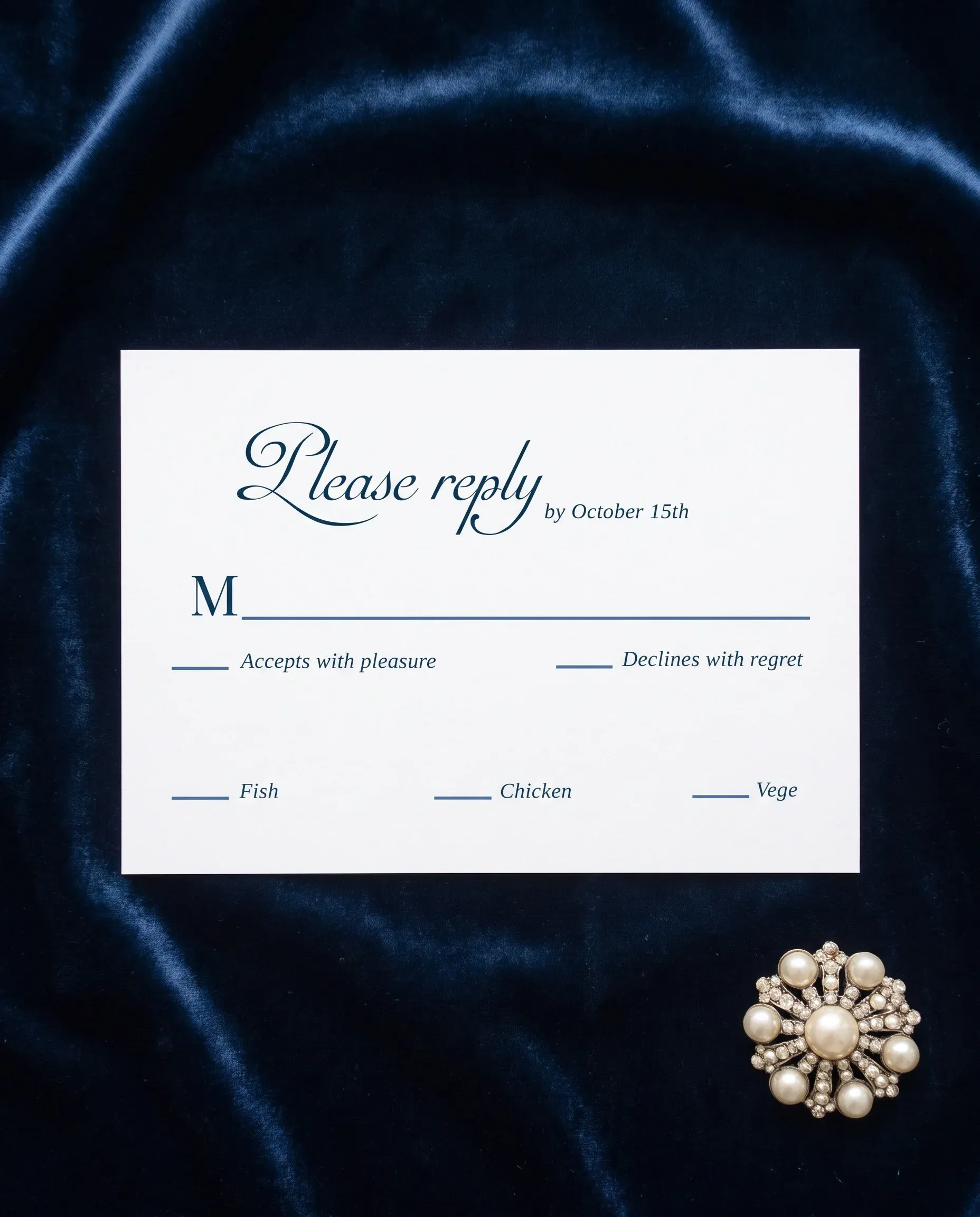 Windsor Crown wedding invitation suite — RSVP card shown in a flat lay, wedding RSVP cards.