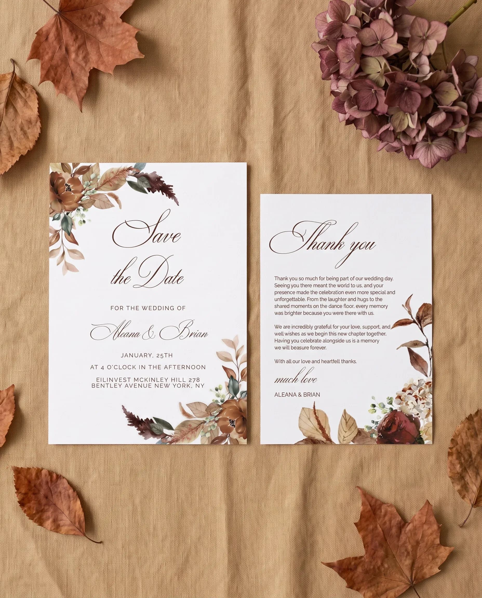 Bramble Row wedding invitation set — page 4, page 5, printable wedding stationery template